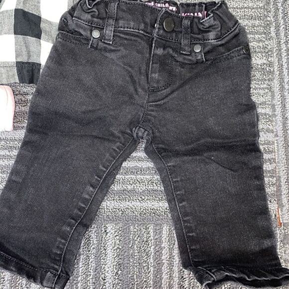 6-9 months baby bundle. dresses, jeans, fleece one piece skirt. deer flower - Picture 3 of 11